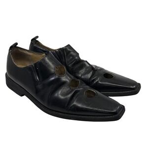 Comme de garçon black leather cutout loafer